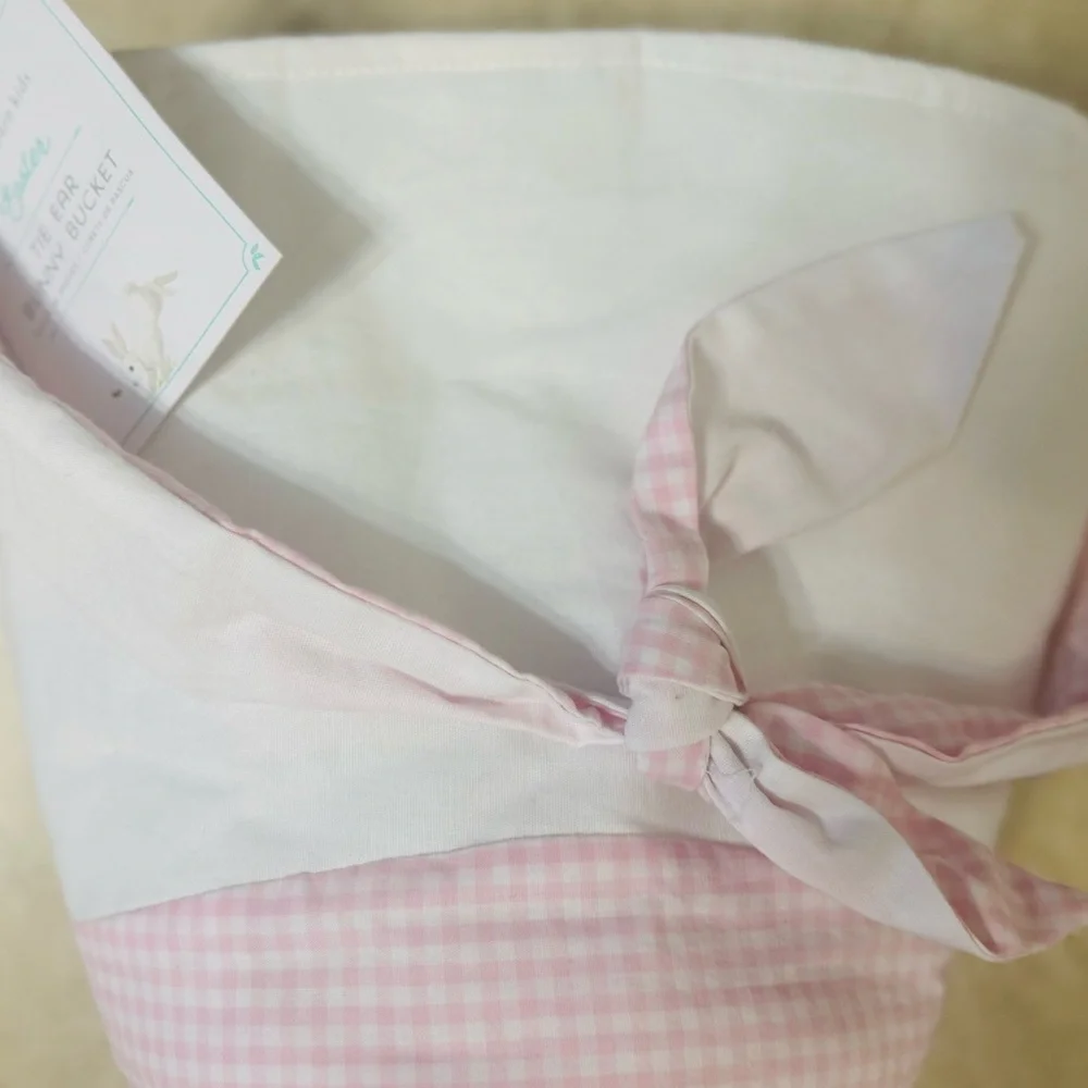 Pottery Barn Kids Tie-Ear Bunny Bucket, 2 Books Plastic Eggs & Light Up Bubbles